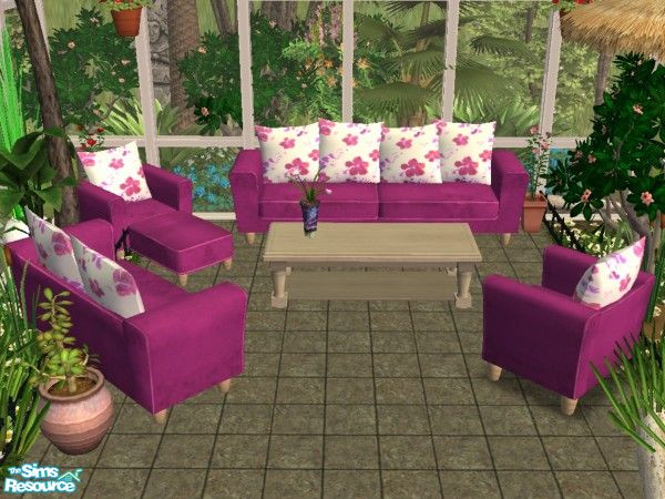 Sims 2 — Berry Hibiscus - Living Room Set by carrie8abug — Recolor of Holy Simoly\'s Arizona set done in in a fun,