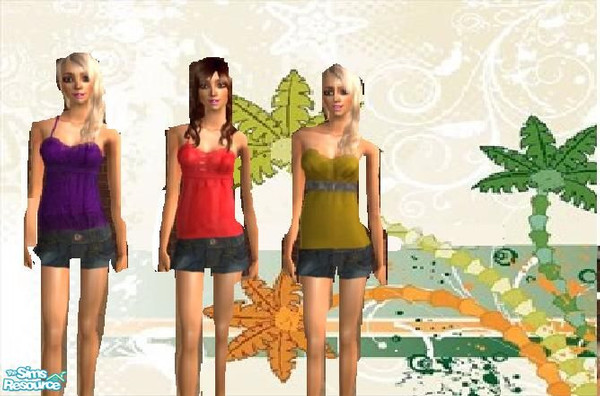 Sims 2 — Heat Wave Set by demtay12 — set includes 3 outfits perfect for summer, or any other month! great for vacations!