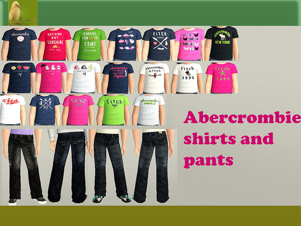 Sims 3 — punie kids group 21 by punie — 4 Abercrombie girl shirts in several variates 2 pants recolorable I hope you