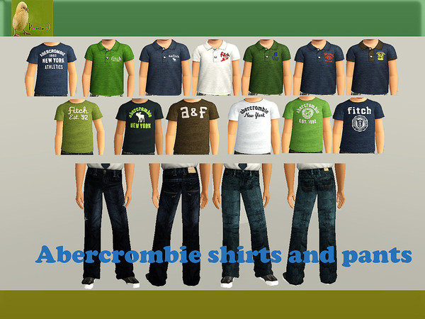 Sims 3 — punie kids group 23 by punie — 3 Abercrombie boy shirts in several variates 2 pants recolorable I hope you