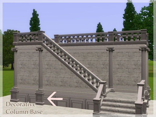 Sims 3 — MZ_Decorative Column Base by missyzim — Decorative base to place under columns. Does not bleed through floors.