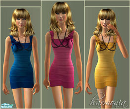 Sims 2 — Satin Dress With Beaded Necklace by Harmonia — 