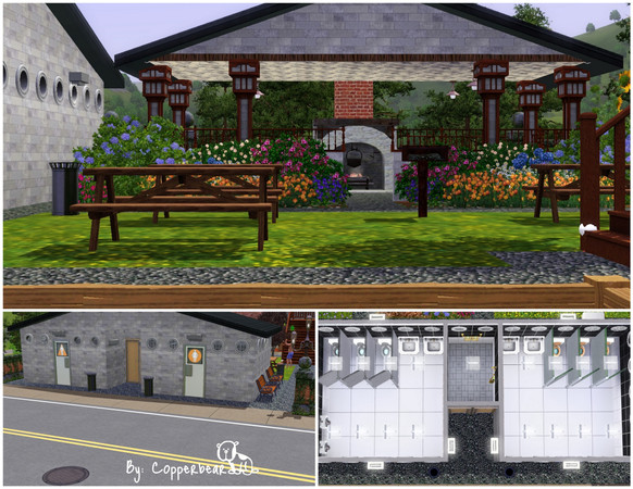 Sims 3 — Lions Club Park by copperbear — Lions Club Park-Small city park. Public restrooms with stand alone shower, pool,