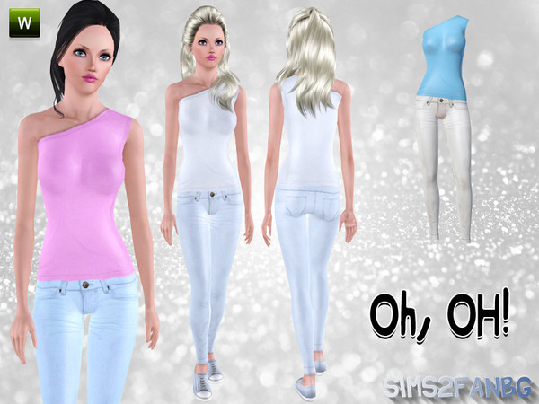 Sims 3 — Oh ,OH  by sims2fanbg — .:Oh ,OH:. Outfit with jeans and top in 3 recolors,Recolorable,Launcher Thumbnail. I