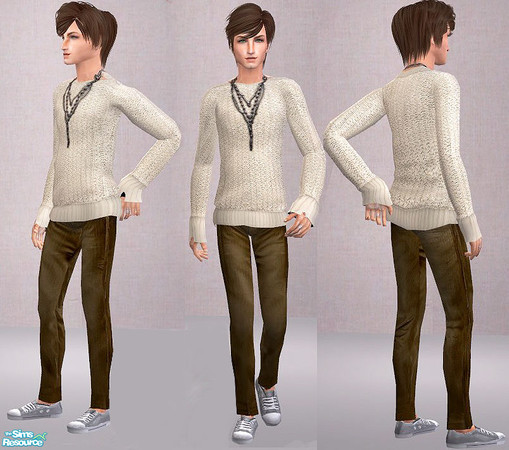 Sims 2 — OpenHouse AM Loose Sweater - Openhouseforsims2browncreame by openhousejack — an oatmeal color loose sweater