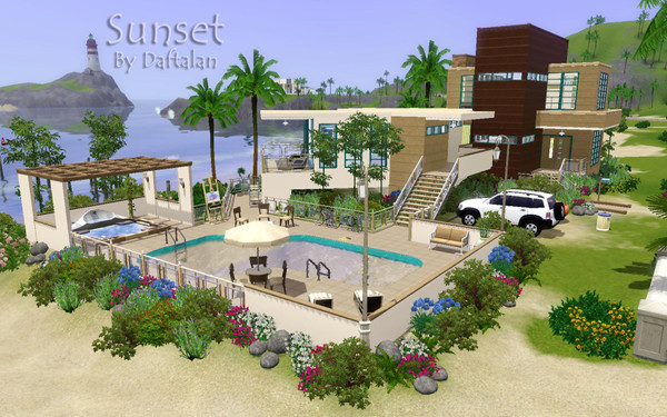 Sims 3 — Sunset by Alan-is — A beautiful house with fresh modern style and colouring and spacious rooms. Most of the