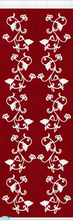Sims 2 — Red and White Set - Wall 05 by Grisu — Part of my Red and White Set. Red wallpaper with stucco crown, white