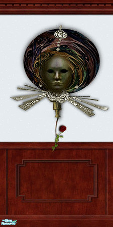Sims 2 — Wallmask- 3 (Wallpaper) by artrui — It\'s my design of old theater mask. The wood wall is also suitable with
