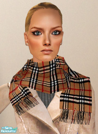 Sims 2 — Designer Checked Cashmere Scarf - Camel by ChazDesigns — The famous checkered pattern scarf. Scarf made out of