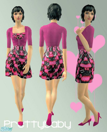 Sims 2 — Bubbles - Pink Dress/ Cardigan by pretty_baby — 6 Very brightly coloured dresses for your lovely sim. Mesh is