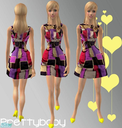 Sims 2 — Bubbles - Bright Satin by pretty_baby — 6 Very brightly coloured dresses for your lovely sim. Mesh is needed
