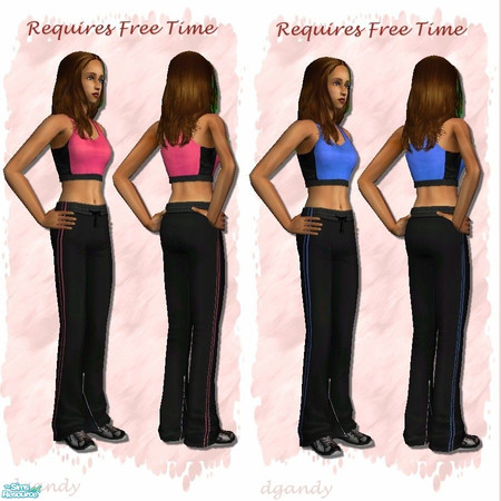 Sims 2 — Free Time Gym Clothes Recolors by Dgandy — Recolors of my favorite Free Time outfits. Can use on young adult,