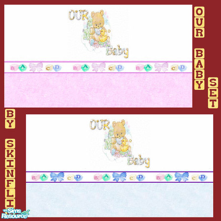 Sims 2 — our baby set by skinflin — baby boy and baby girl walls..