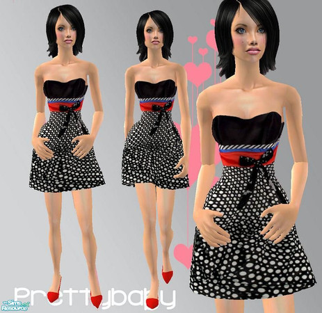 Sims 2 — Bubbles - Spotty Bow by pretty_baby — 6 Very brightly coloured dresses for your lovely sim. Mesh is needed from