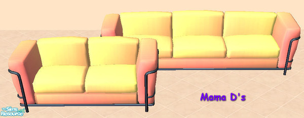 Sims 2 — Mama D\'s Livingroom Set 0002 - Sofa/Loveseat by mamads32209 — A nice red/yellow set. The sofa file also