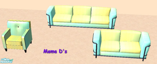 Sims 2 — Mama D\'s Livingroom Set 0003 by mamads32209 — A nice green/yellow set. The sofa file also recolors the