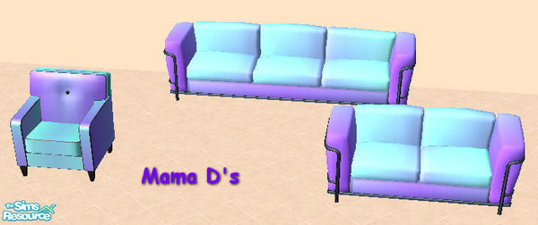 Sims 2 — Mama D\'s Livingroom Set 0004 by mamads32209 — A nice purple/blue set. The sofa file also recolors the loveseat.