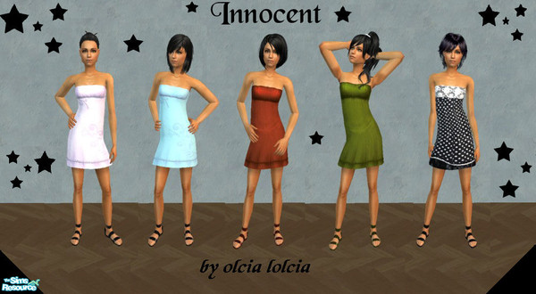 Sims 2 — Innocent by olcia_olivinea — A set of five sweet dresses for your teen Sim girls. No mesh needed! Enjoy :)