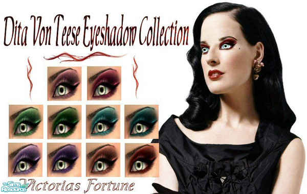 Sims 2 — VF Dita Von Teese Eyeshadow Collection by fortunecookie1 — Here are 10 new eyeshadows that were inspired by Dita