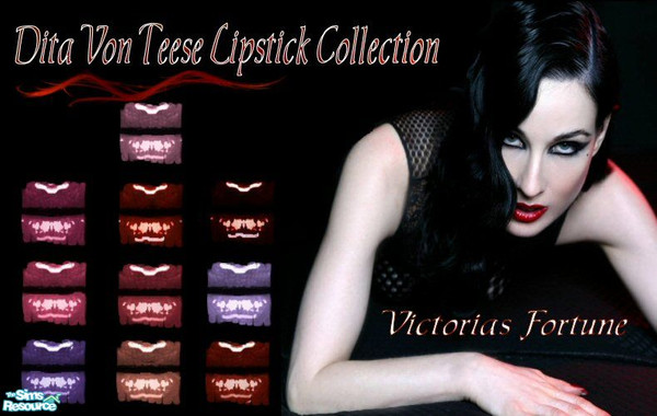 Sims 2 — VF Dita Von Teese Lipstick Collection by fortunecookie1 — Here are 10 new lipsticks that were inspired by Dita