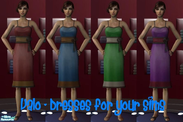 Sims 2 — Valo - Dresses for your Sims by vertigoer — Four recolours of an OFB dress.