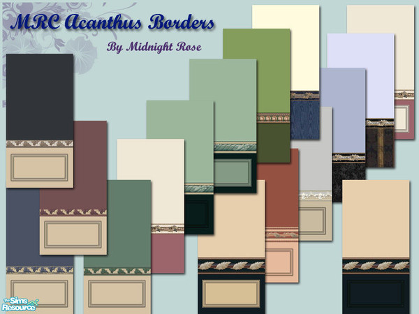 Sims 2 — MRC Acanthus Borders by MidnightRose — A lovely set of walls featuring a variety of colors, all with acanthus