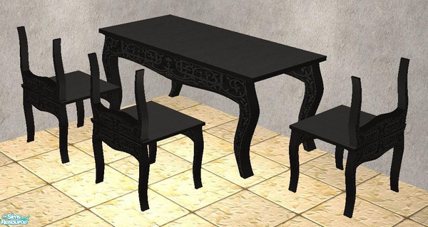 Sims 2 — Ornatley Designed Dining Set - Black Recolor  by TheNinthWave — Black Recolor of Ornatley Designed Mesh Set.