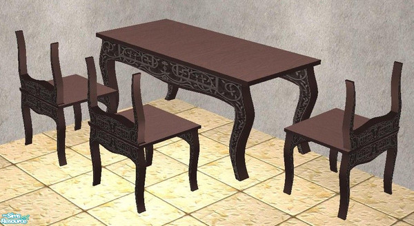 Sims 2 — Ornatley Designed Dining Set - Red Recolor by TheNinthWave — Red recolor of ornatley designed mesh set.