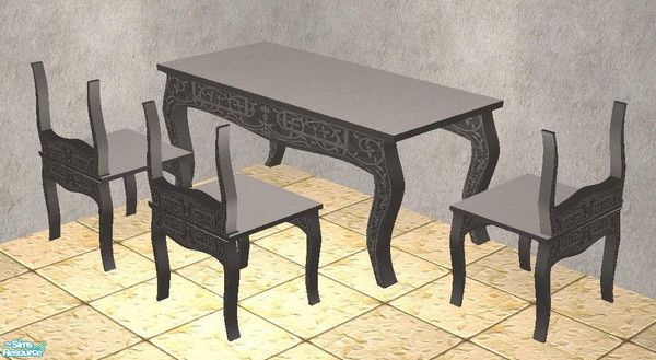 Sims 2 — Ornatley Designed Dining Set - White Recolor by TheNinthWave — White recolor of ornatley designed mesh set.