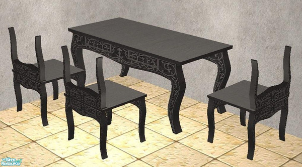 Sims 2 — Ornatley Designed Dining Set - Silver Recolor by TheNinthWave — Silver recolor of ornatley designed mesh set.