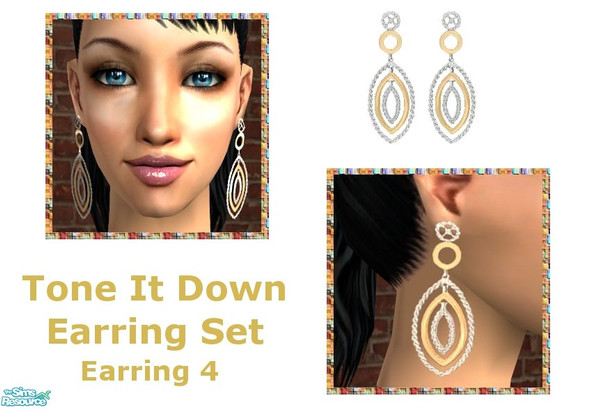 Sims 2 — Tone It Down Earrings Set! - Earring 4 by sinful_aussie — Gold and silver earrings.