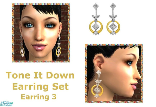 Sims 2 — Tone It Down Earrings Set! - Earring 3 by sinful_aussie — Gold and silver earrings.