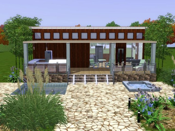 Sims 3 — Minimalist Modern by jadepanther198303 — 1 bed 1 bath outdor kitchen Pool and hottub
