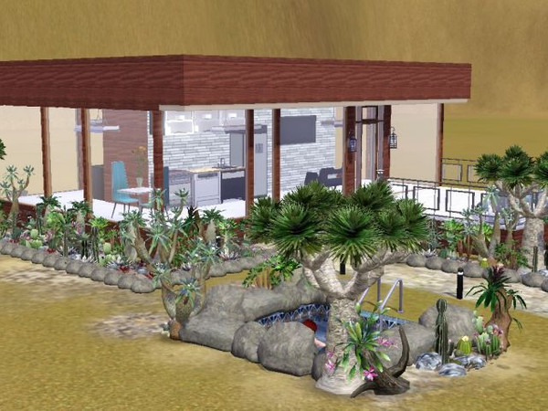 Sims 3 — Southwestern Modern by jadepanther198303 — 1 bedroom 1 bath open living area laundry nook and pool