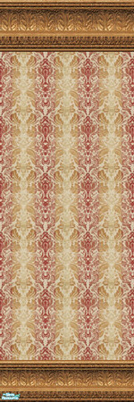 Sims 2 — jsfPalmLARoyal by jsf —  A rich, royal red and gold damask wallpaper is held in new moldings made of gilded palm