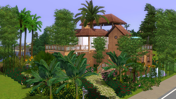 Sims 3 — Tropico by kikoklon — House in tropical style. First floor: Living room and Bathroom. Second floor: Two Bedrooms