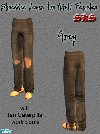 Sims 2 — AFB Shredded Jeans - Grey by 71robert13 — Shredded jeans that really have holes & tears. No more fleashy
