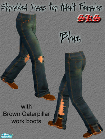 Sims 2 — AFB Shredded Jeans - Blue by 71robert13 — Shredded jeans that really have holes & tears. No more fleashy