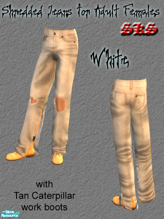 Sims 2 — AFB Shredded Jeans - White by 71robert13 — Shredded jeans that really have holes & tears. No more fleashy