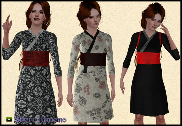 Sims 3 — Short Kimono by ProwlerTylo — Short Kimono Inspired Outfit for Adult Females. The outfit also works well for
