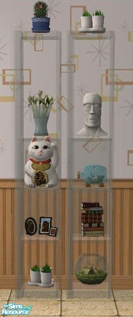 Sims 2 — Clear Glass Recolor Of Emptied Book Shelf by TheNinthWave — Clear glass recolor of empty shelf. The mesh, and
