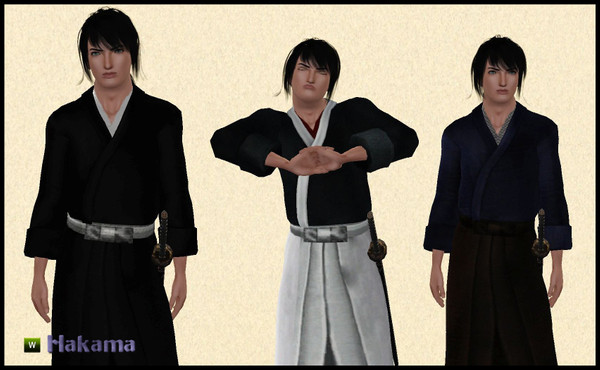 Sims 3 — Hakama by ProwlerTylo — Male Hakama-This outfit can be colored and take patterns in three different locations.