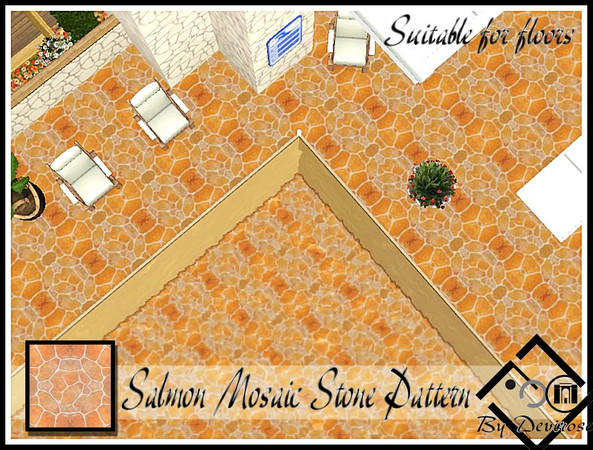 Sims 3 — Salmon Mosaic Stone by Devirose — by Devirose TSRSA