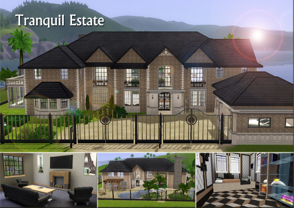 Sims 3 — Tranquil Estate by Demented_Designs — This estate has plenty of space for large families. The pond is stocked,