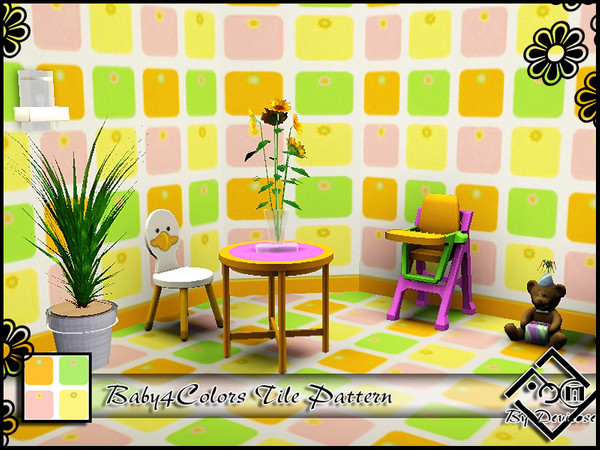 Sims 3 — Baby 4 Colors Tiles by Devirose — Very happy pattern ^^-by Devirose TSRSA