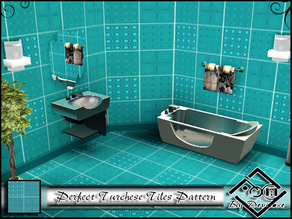 Sims 3 — Perfect Turchese Tiles by Devirose — Do not miss this unique and fantastic pattern!-by Devirose TSRSA