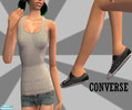 Sims 2 — TEEN T-shirt and shorts with Converse Black and Gray by jasminehellokitty121994 — Here is a Cute everyday outfit