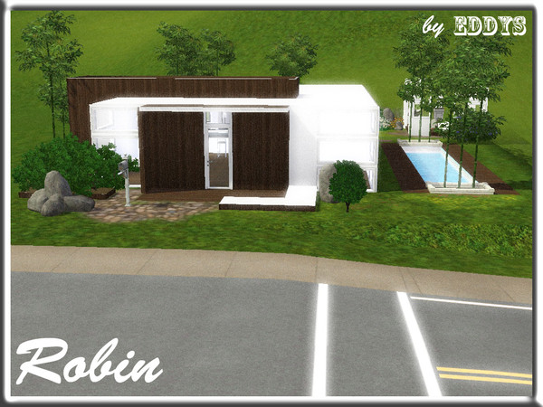 Sims 3 — Robin *free version* by eddys — Modern family lot with two bedrooms, bathroom, open kitchen, dining and living.