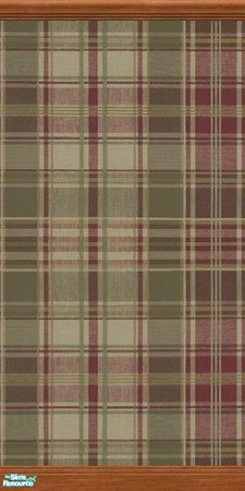 Sims 2 — Rodney the Rooster A by tamlfra — Cute, country plaid with a wide rooster border. Simple set of 3 walls.