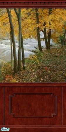 Sims 2 — Autums Falls Mural 3 by tamlfra — I have a small 3 panel mural, that has alternate ends with curtains. Preview